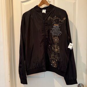 Disney light up Electrical Parade Black Bomber Jacket with Gold Embellishments